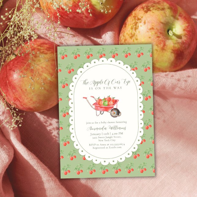 Invitation Fête de naissance Rustique Apple Of Our Eye pour l (Rustic Fall Harvest Apple Of Our Eye Baby Shower Invitation)
