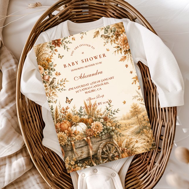 Invitation Fête de Naissance Rustique Boho Citrouille (Créateur téléchargé)