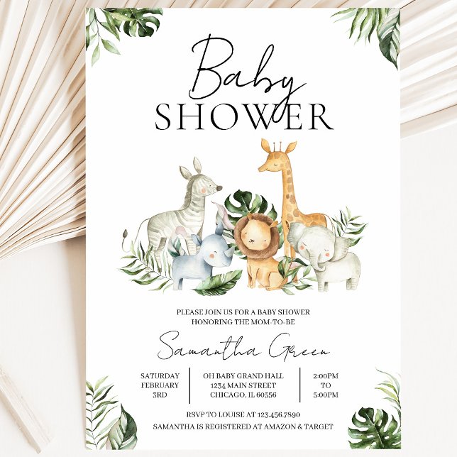 Invitation Fête de naissance Safari Jungle (Créateur téléchargé)