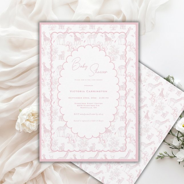 Invitation Fête de naissance Safari Vintage Rose (Créateur téléchargé)