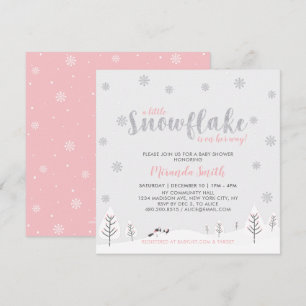 Invitation Fête de naissance Silver & Pink Winter Wonderland 