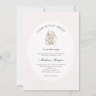 Invitation Fête de naissance Some Bunny Sweet Rose pour Bébé