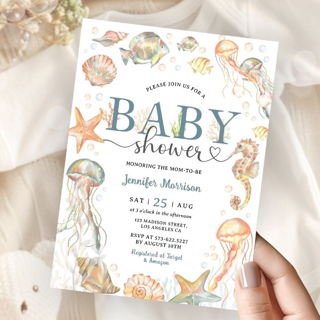 Invitation Fête de Naissance sous l'Océan Genre Neutre  (Créateur téléchargé)