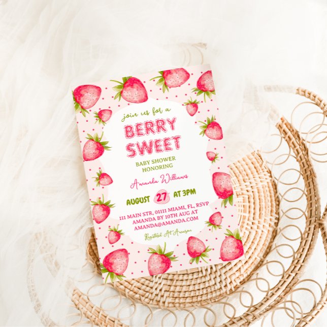 Invitation Fête de naissance Strawberry Girl  (Créateur téléchargé)