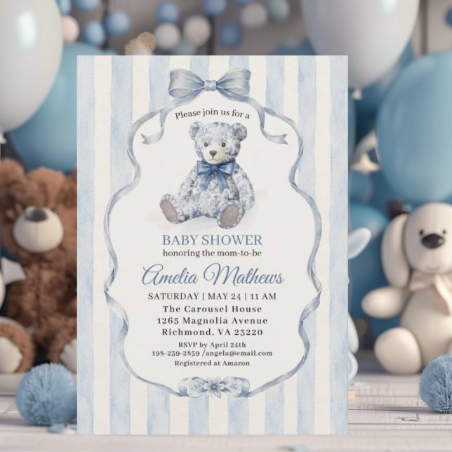 Invitation Fête de naissance Teddy Bear Boy (Créateur téléchargé)