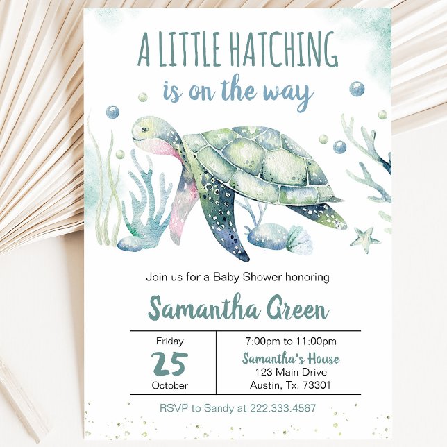 Invitation Fête de Naissance Tortue Garçon (Créateur téléchargé)