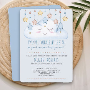 Invitation Fête de naissance Twinkle Twinkle Stars et Cloud B