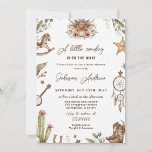 Invitation Fête de naissance Western CowBoy personnalisée