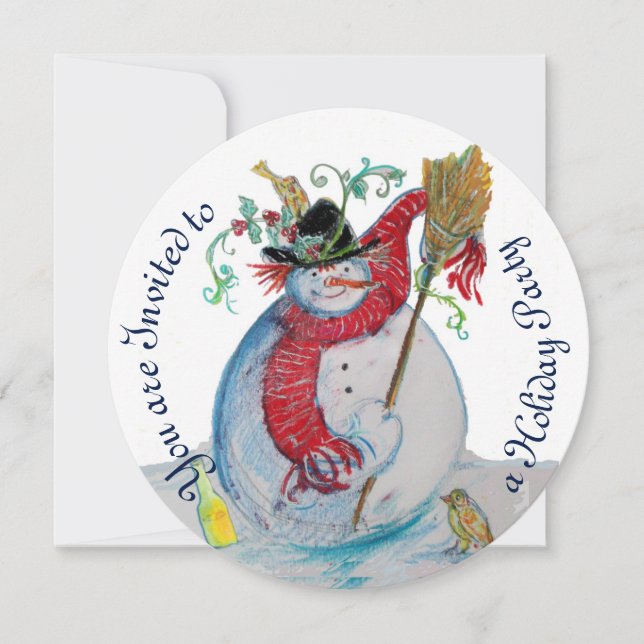 INVITATION FÊTE DE NEIGE AVEC OISEAUX FÊTE D'HIVER (Devant)