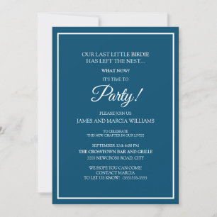 Invitation Fête de nid vide bleu marine blanc