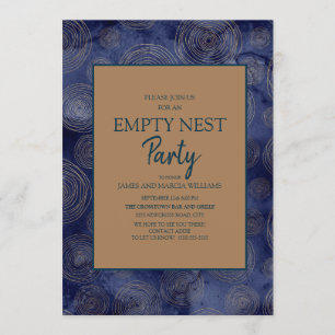 Invitation Fête de nid vide élégant bleu marine et or
