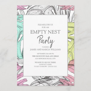 Invitation Fête de nid vierge Turquoise rose gris
