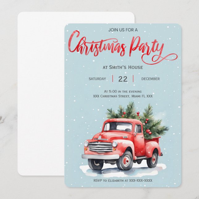 Invitation Fête de Noël (Devant / Derrière)