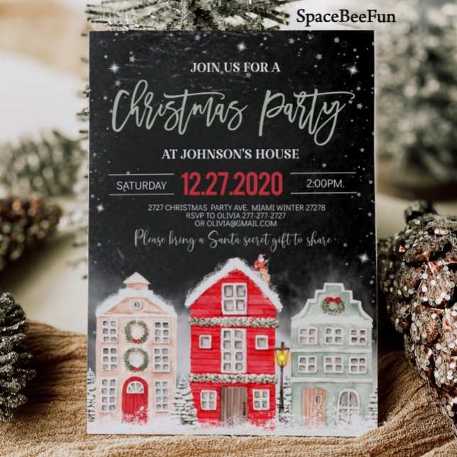 Invitation Fête de Noël (Christmas party invitation Winter Adult Company Office Christmas party invite Holiday party)