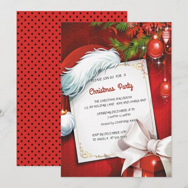 Invitation Fête de Noël (Devant / Derrière)