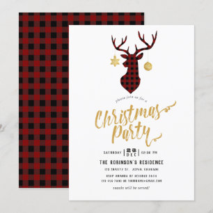 Invitation Fête de Noël à carreaux de Buffalo