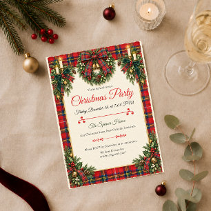 Invitation Fête de Noël à carreaux tartan