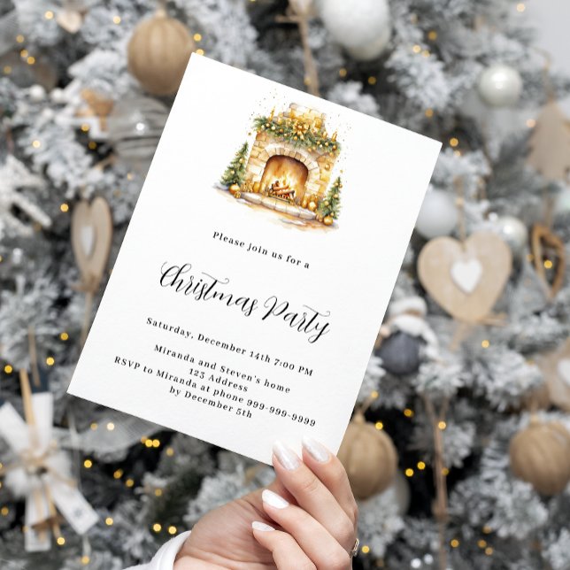 Invitation Fête de Noël à la cheminée (Créateur téléchargé)