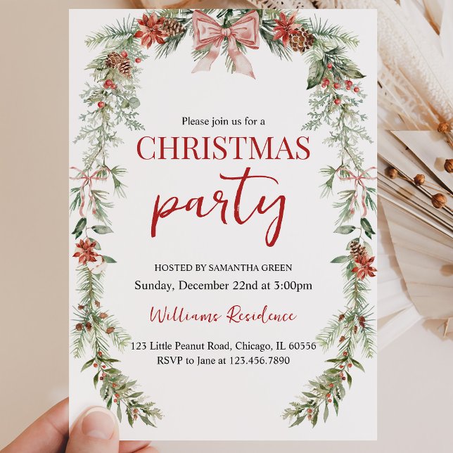Invitation Fête de Noël à la guirlande (Créateur téléchargé)