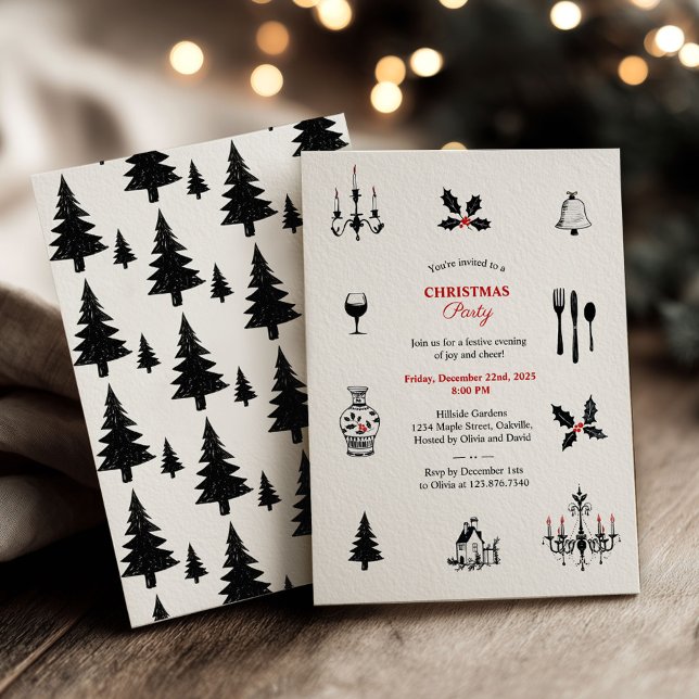 Invitation Fête de Noël à la main avec des gribouillis (Créateur téléchargé)