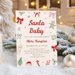 Invitation Fête de Noël à la main Santa Bébé Shower