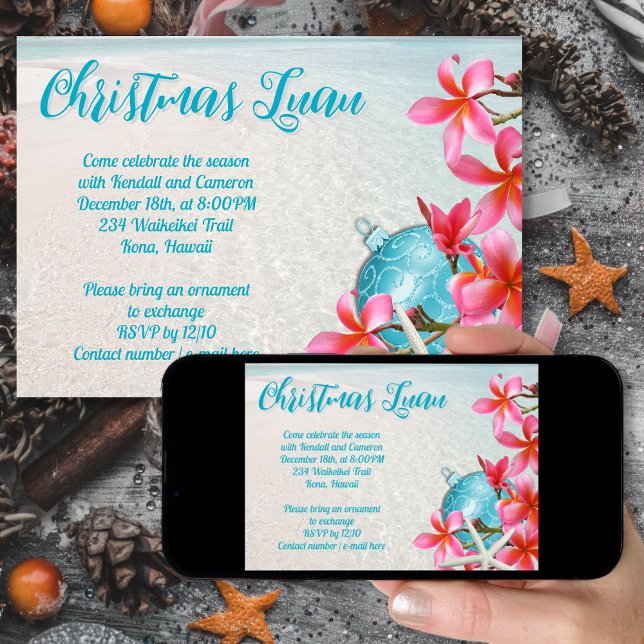 Invitation Fête de Noël à la maison Fleurs de frangipanier ro (Créateur téléchargé)