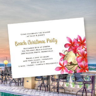 Invitation Fête de Noël à la plage de Plumeria rose