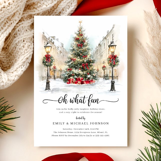 Invitation Fête de Noël à l'aquarelle festive (Créateur téléchargé)