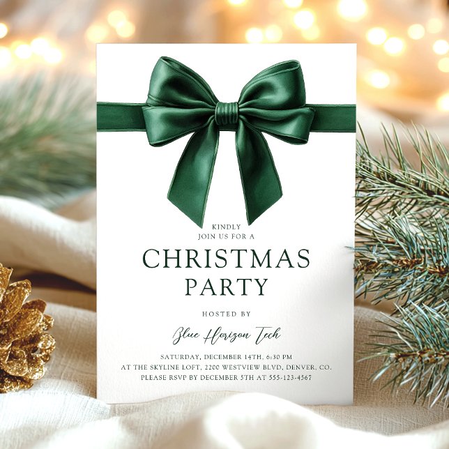 Invitation Fête de Noël à l'aquarelle verte (Créateur téléchargé)