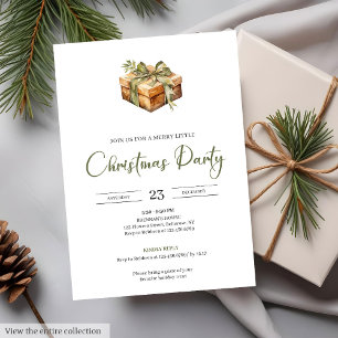 Invitation Fête de Noël à l'aquarelle vintage cosy terreuse