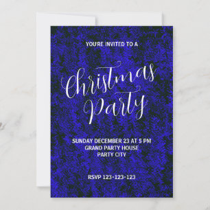 Invitation Fête de Noël abstraite bleu électrique