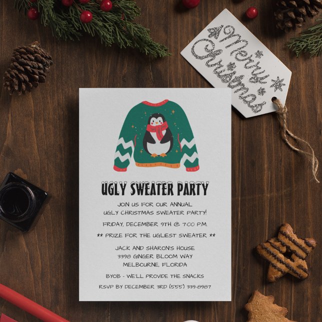 Invitation Fête de Noël affreuse (Ugly Christmas Sweater Christmas Party Invitation)