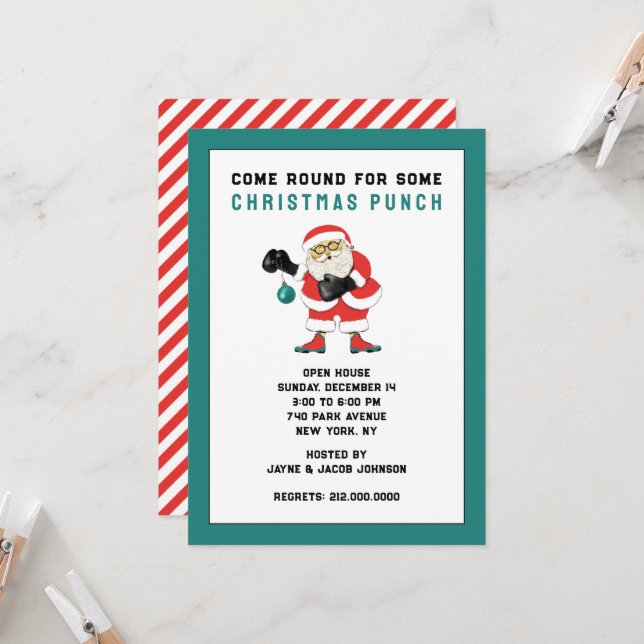 Invitation Fête de Noël amusante (Devant/Arrière en situation)
