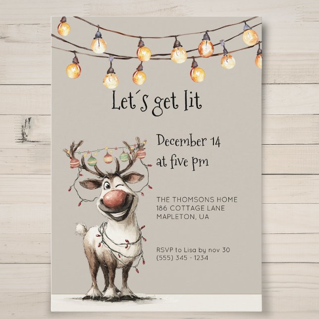 Invitation Fête de Noël Amusante et Endiablée des Renne (Créateur téléchargé)
