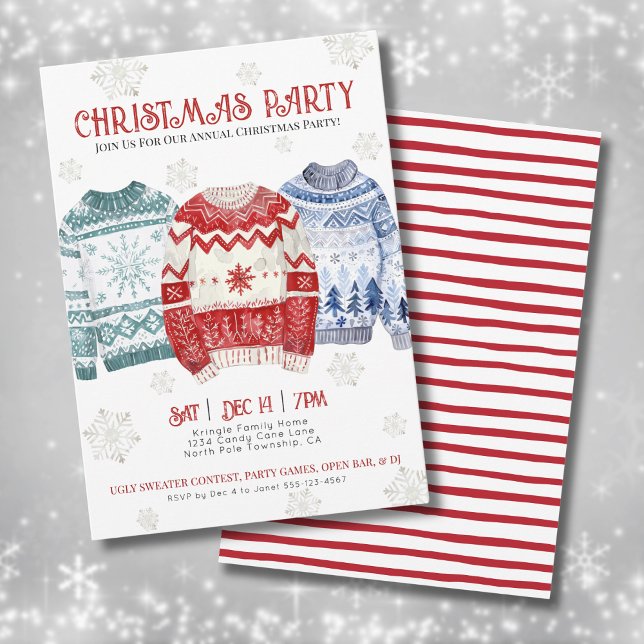 Invitation Fête de Noël Annuelle Colorée et Festive (Festive Colorful Annual Christmas Party Invitation)