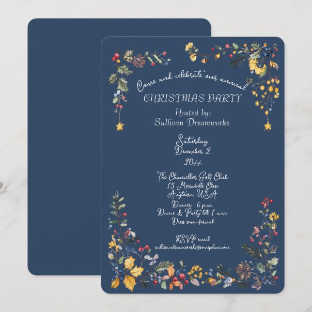 Invitation Fête de Noël annuelle d'entreprise  (Devant / Derrière)