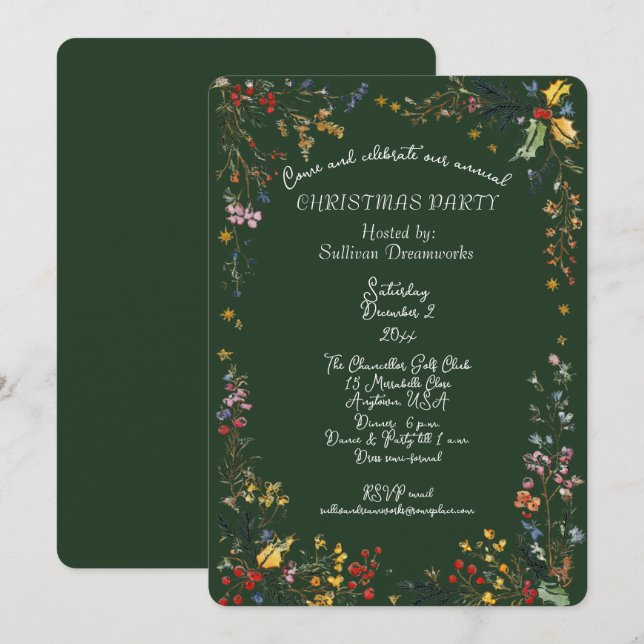 Invitation Fête de Noël annuelle d'entreprise  (Devant / Derrière)