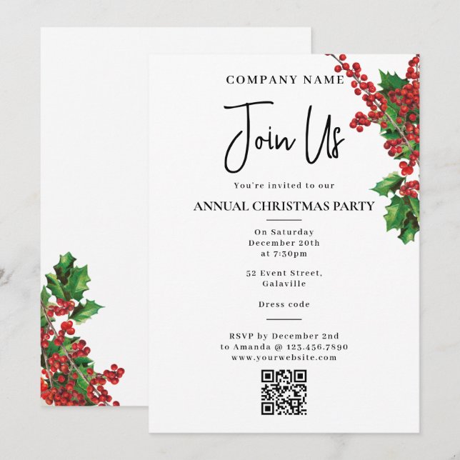 Invitation Fête de Noël annuelle du bureau de l'entreprise (Devant / Derrière)