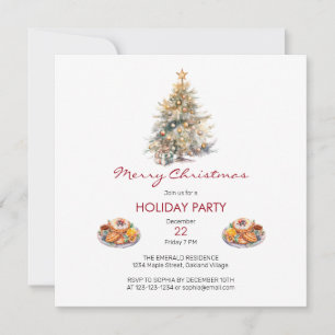Invitation Fête de Noël aquarelle