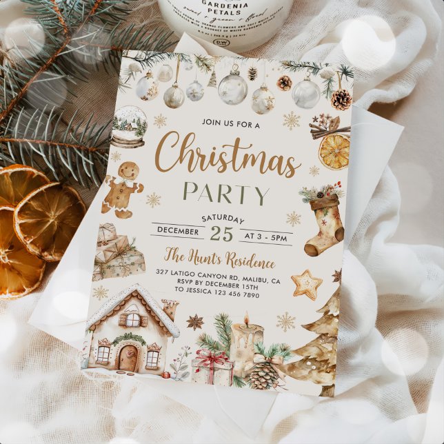 Invitation Fête de Noël aquarelle festive (Créateur téléchargé)