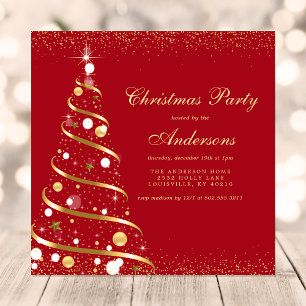 Invitation Fête de Noël arbre de Noël élégant à paillettes ro