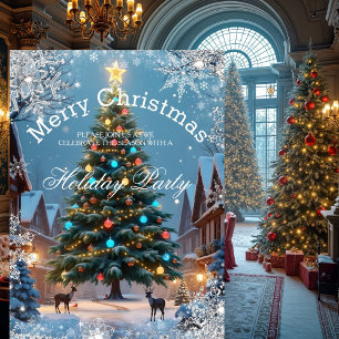 Invitation Fête de Noël arbre de Noël maisons rustiques d'hiv