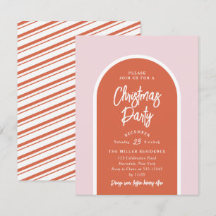 Invitation Fête de Noël Arche moderne en rose et rouge