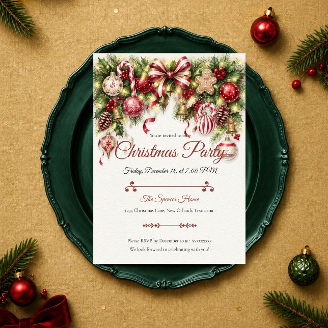 Invitation Fête de Noël au bonbon festif (Créateur téléchargé)