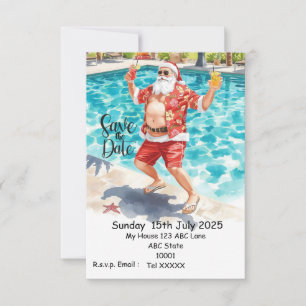 Invitation Fête de Noël au bord de la piscine – Le Père Noël