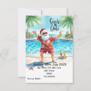 Invitation Fête de Noël au bord de la piscine – Le Père Noël