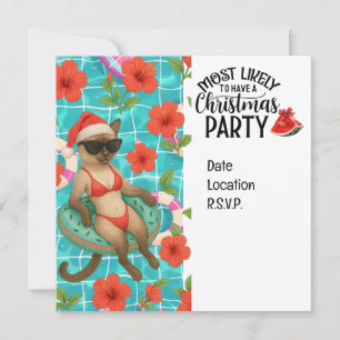 Invitation Fête de Noël au bord de la piscine pour Noël en ju