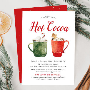 Invitation Fête de Noël au cacao chaud aquarelle
