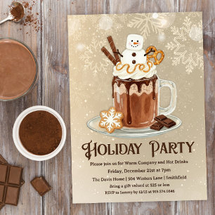 Invitation Fête de Noël au cacao chaud avec marshmallow bonho