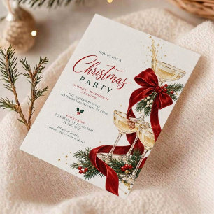 Invitation Fête de Noël au Champagne Cocktail